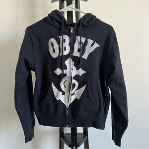 Obey Black Hoodie with White Anchor Logo